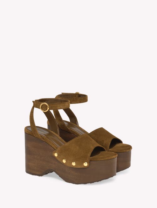 Gianvito Rossi Studded Suede Platform Sandals In Brown