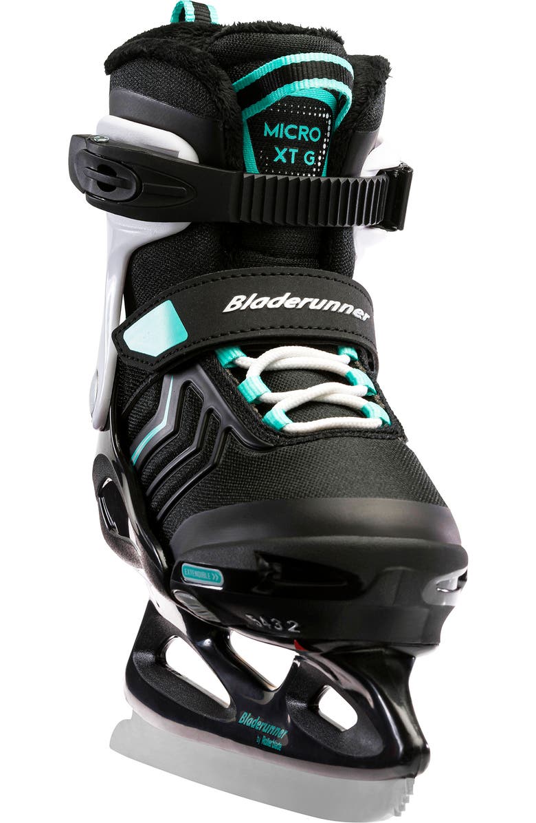Rollerblade Bladerunner by Bladerunner Micro XT Girls Adjustable Ice Skates, Alternate, color, Black/Teal