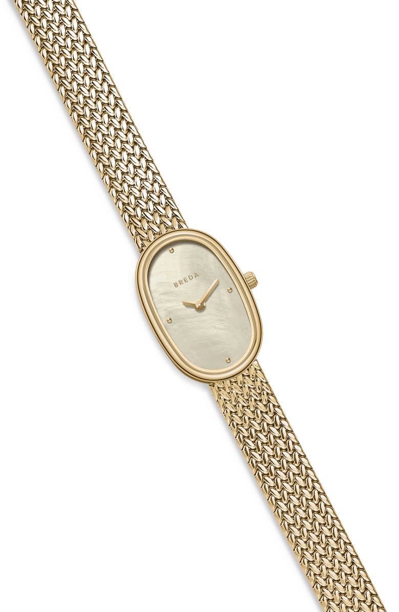BREDA Jane Tethered Mesh Strap Watch, 18mm, Alternate, color, 18K Gold