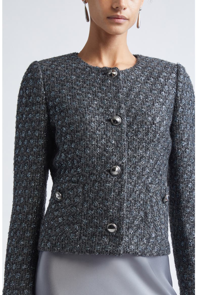 Metallic Wool Blend Knit Jacket, Alternate, color, PEWTER LUREX MULTI