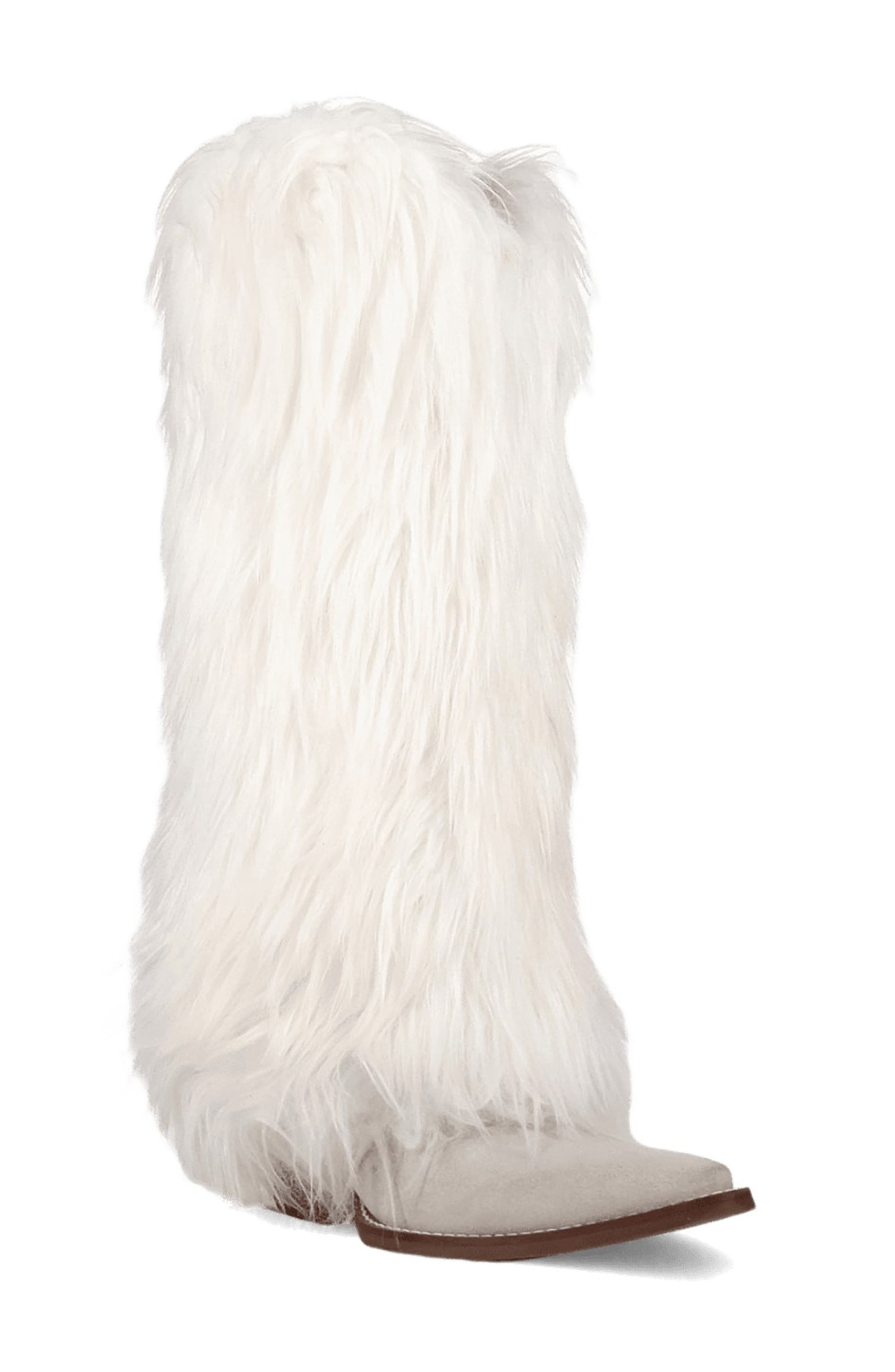 Dingo Snuggle Faux Fur Western Boot, Main, color, White