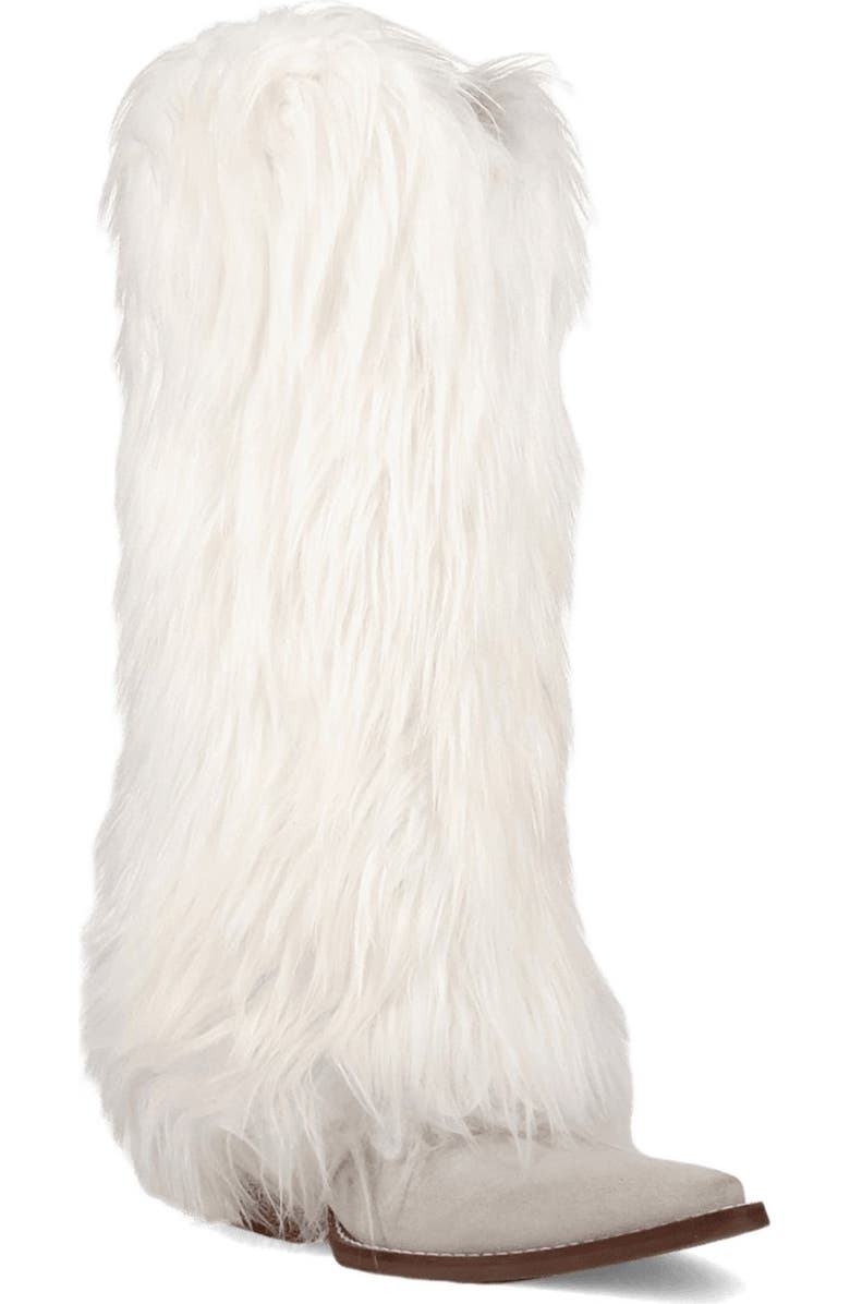 Dingo Snuggle Faux Fur Western Boot, Main, color, White