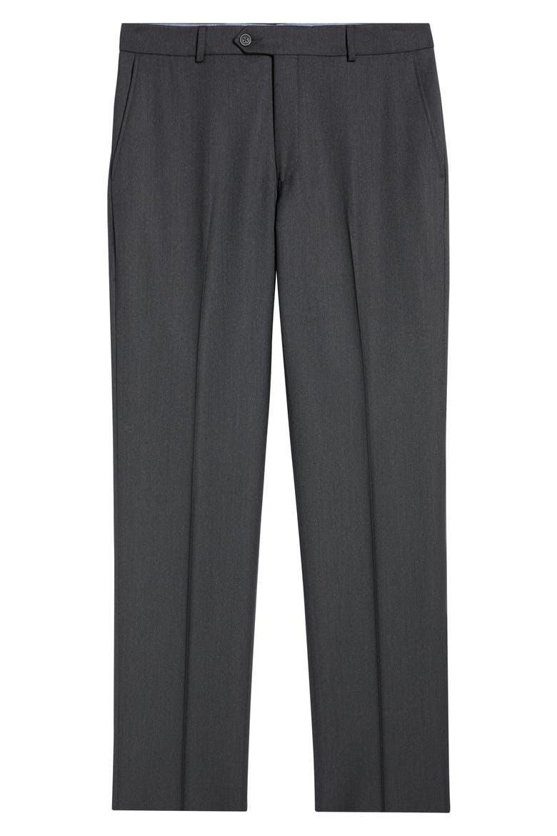 Flat Front Serge Twill Dress Pants, Alternate, color, CHAR GREY