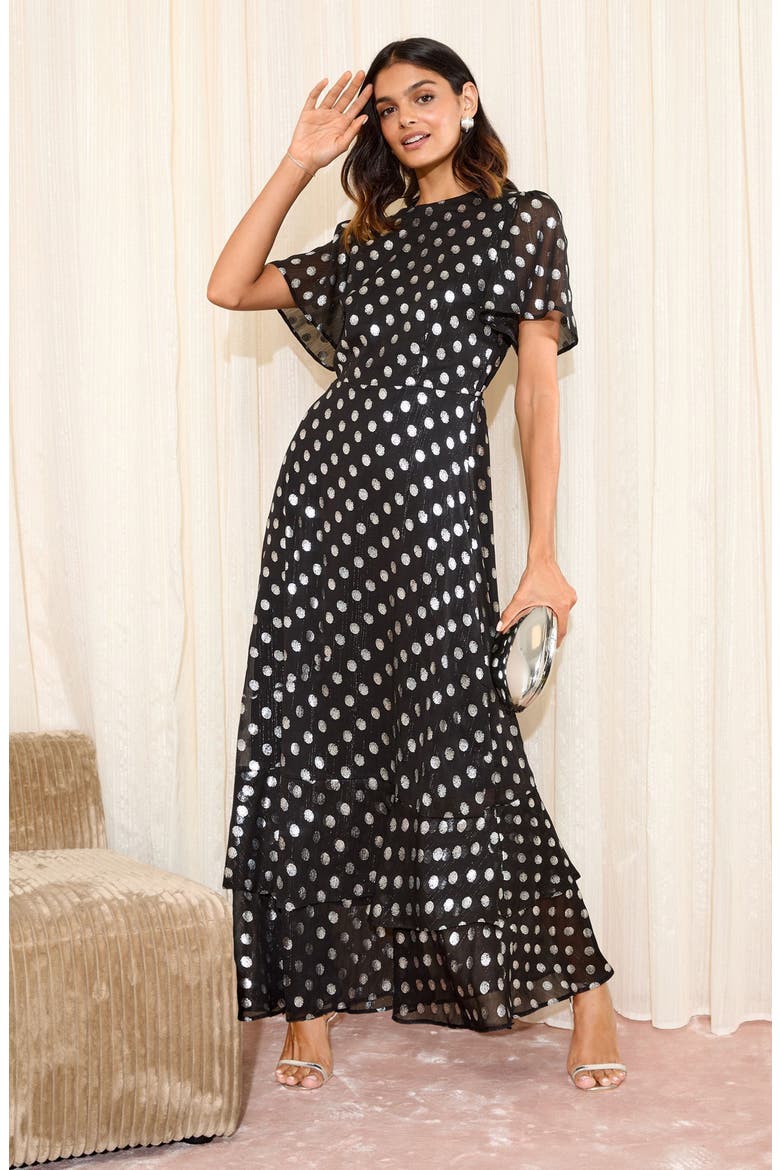 black and white polka dot chiffon dress Gina Tricot chiffon mini dress in black and white polka dot print