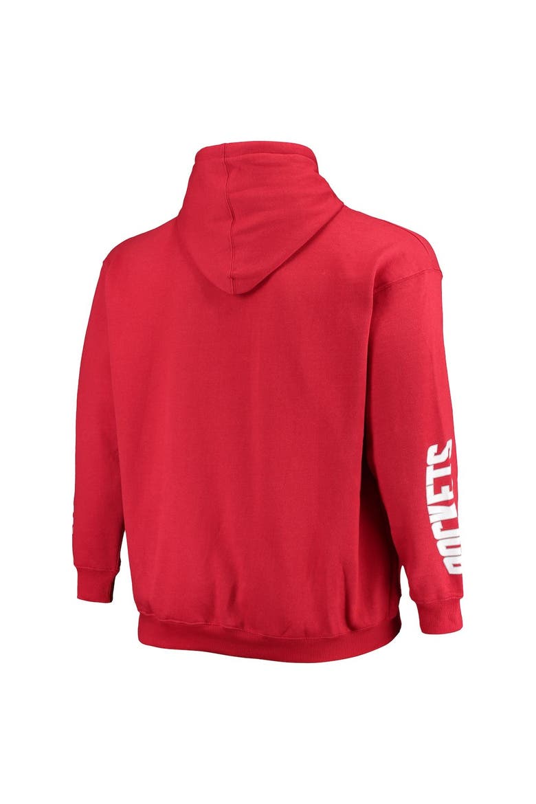 Men's Fanatics Branded Red Houston Rockets Big & Tall Team Wordmark Pullover Hoodie, Alternate, color, Red