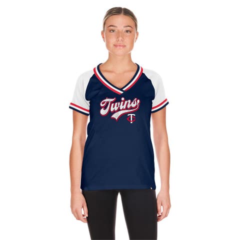 Women's New Era Navy Minnesota Twins Gameday Raglan V-Neck T-Shirt