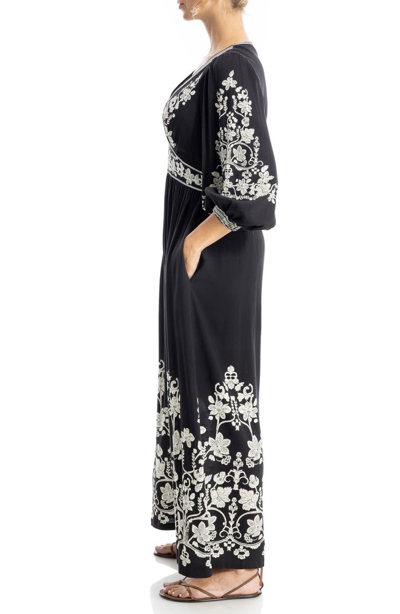 MAX STUDIO Print Maxi Dress, Alternate, color, Black/ Cream Climbing Nordic