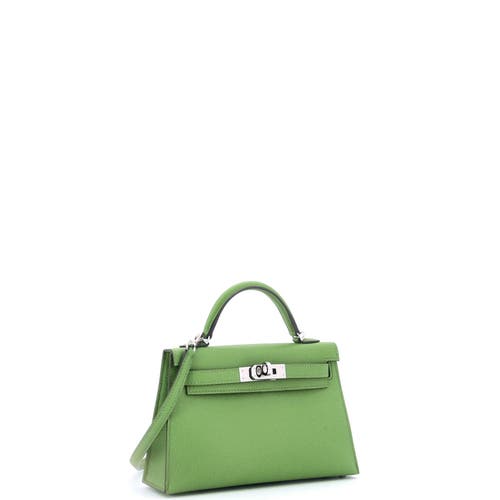 Pre-owned Hermes Hermes Kelly Mini Ii Bag Green Epsom With Palladium Hardware 20 In Green