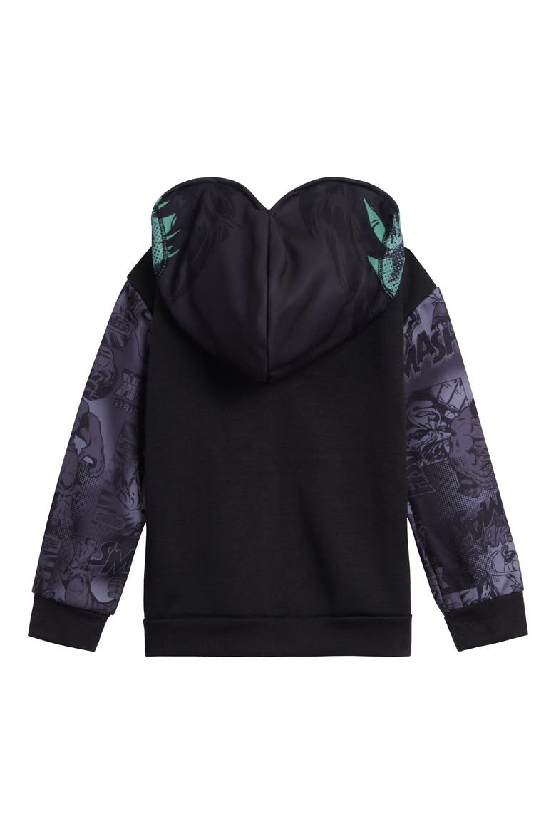 Avengers The Hulk Cosplay Fleece Zip-Up Hoodie, Alternate, color, Black Green Hulk