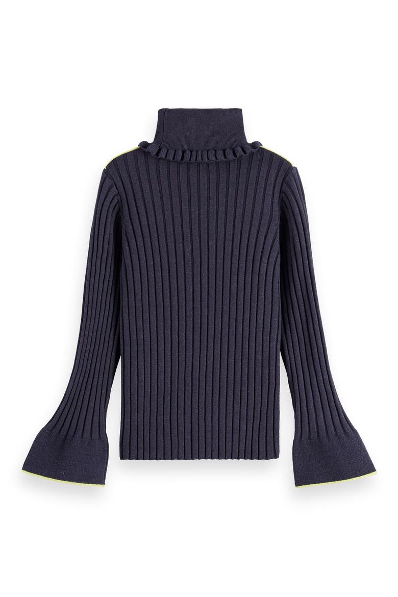 Kids' Rib Mock Neck Flare Sleeve Sweater, Alternate, color, SKY CAPTAIN