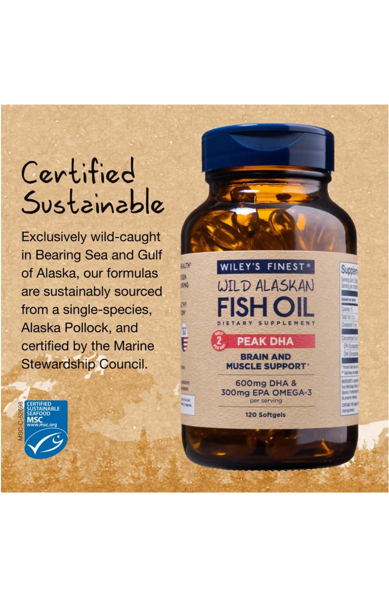 Wiley's Finest Peak DHA Omega-3 120 Softgels, Alternate, color, NO COLOR