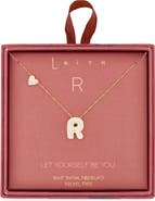 Leith Cubic Zirconia Heart & Bubble Initial Pendant Necklace