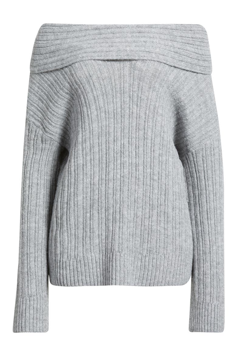 Snowie Off the Shoulder Sweater, Alternate, color, GREY