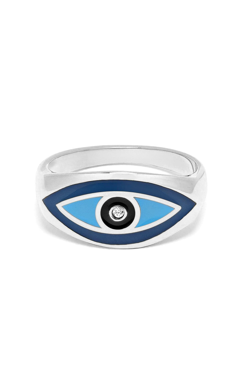 Nialaya Evil Eye Ring, Main, color, Silver