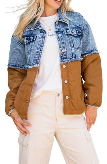 Stoosh Denim & Onion Quilted Mixed Media Jacket In Multi