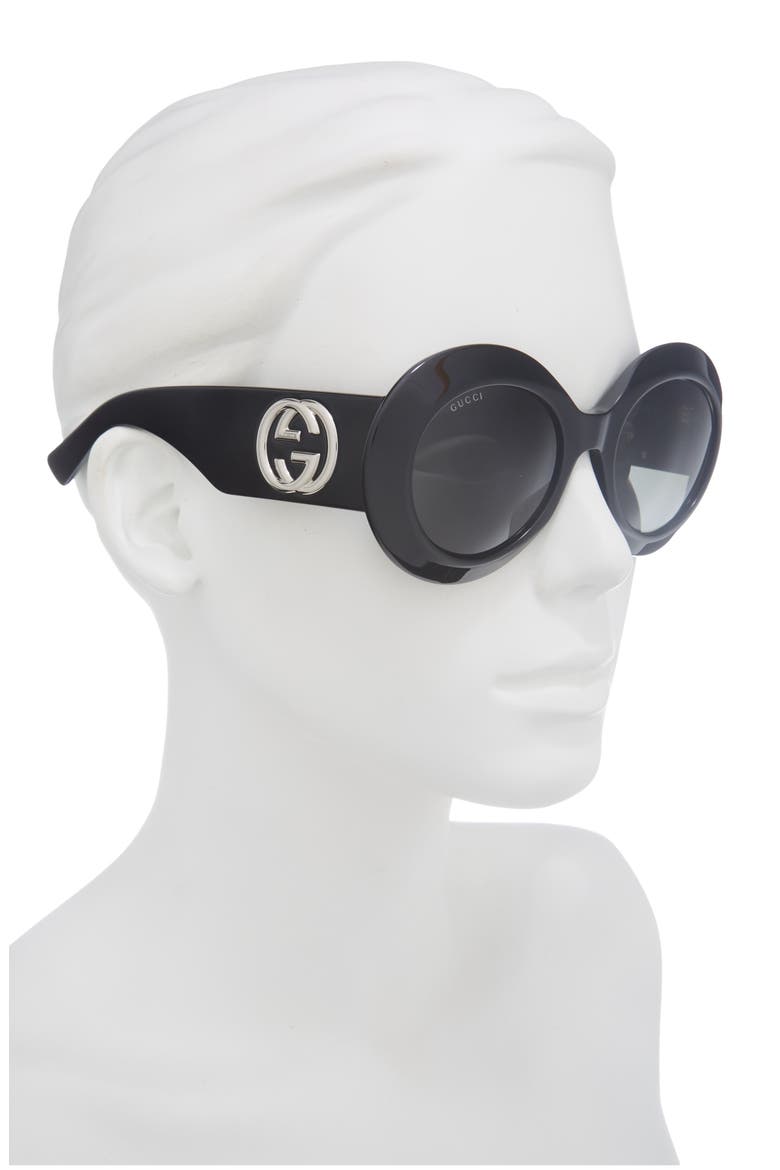 54mm Round Sunglasses, Alternate, color, BLACK BLACK GREY