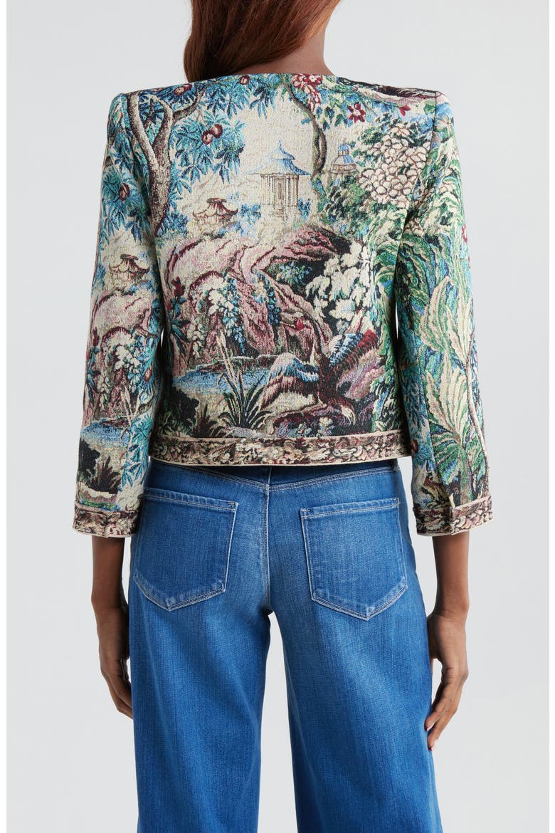 Lian Collarless Crop Cotton Blend Jacket, Alternate, color, MULTI TAPE