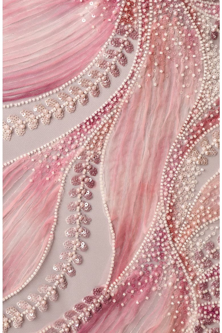 Soutache Mesh One-Shoulder Gown, Alternate, color, PINK MULTI
