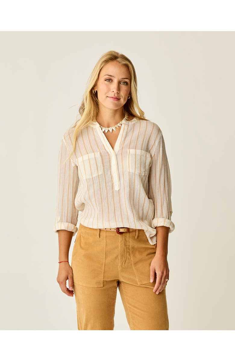 Carve Designs Dylan Gauze Shirt, Main, color, Camel Stripe