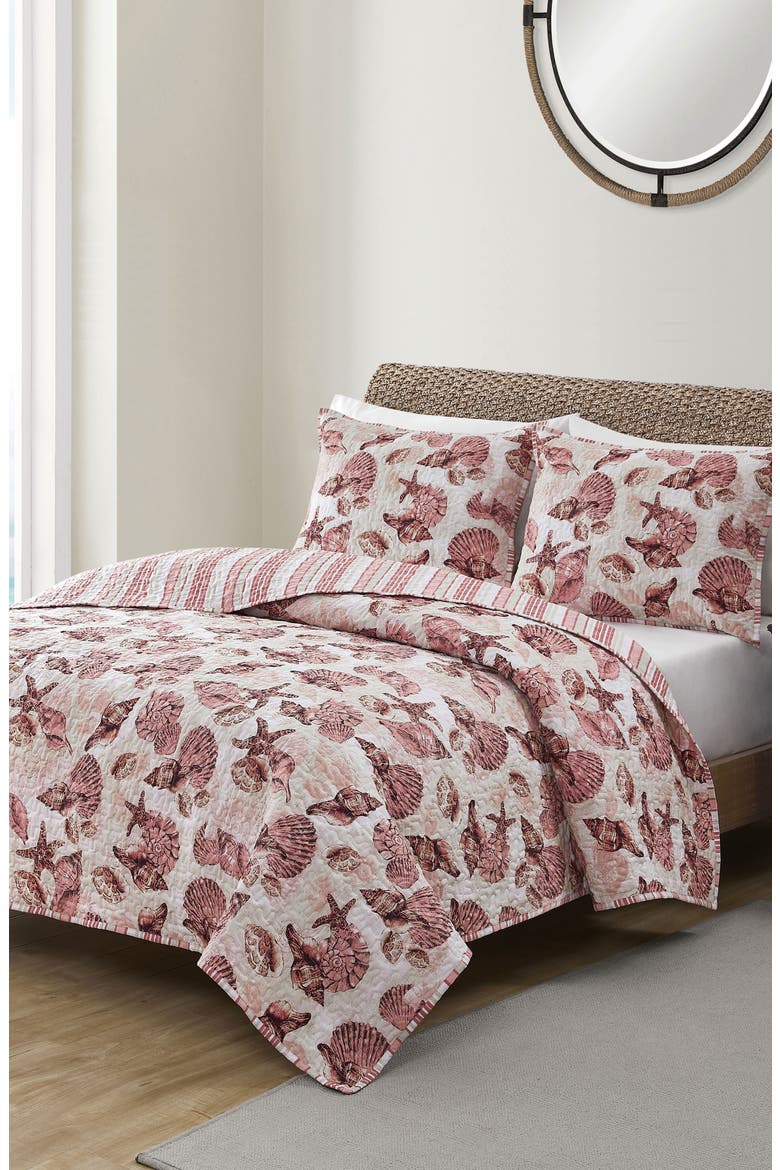 Treasure Reversible Microfiber Quilt Set, Alternate, color, CORAL/ BLUSH