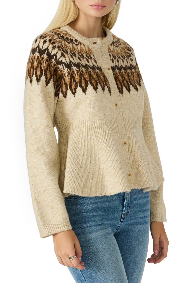 Kyndra Fair Isle Peplum Cardigan, Alternate, color, MULTI