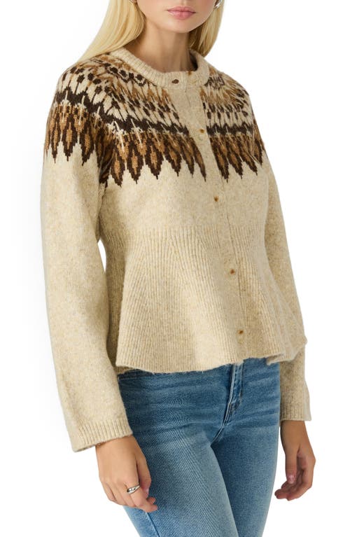 Steve Madden Kyndra Fair Isle Peplum Cardigan In Brown