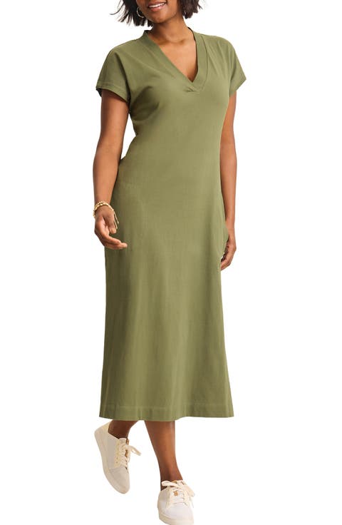 Islandscape Cotton Jersey Midi Dress