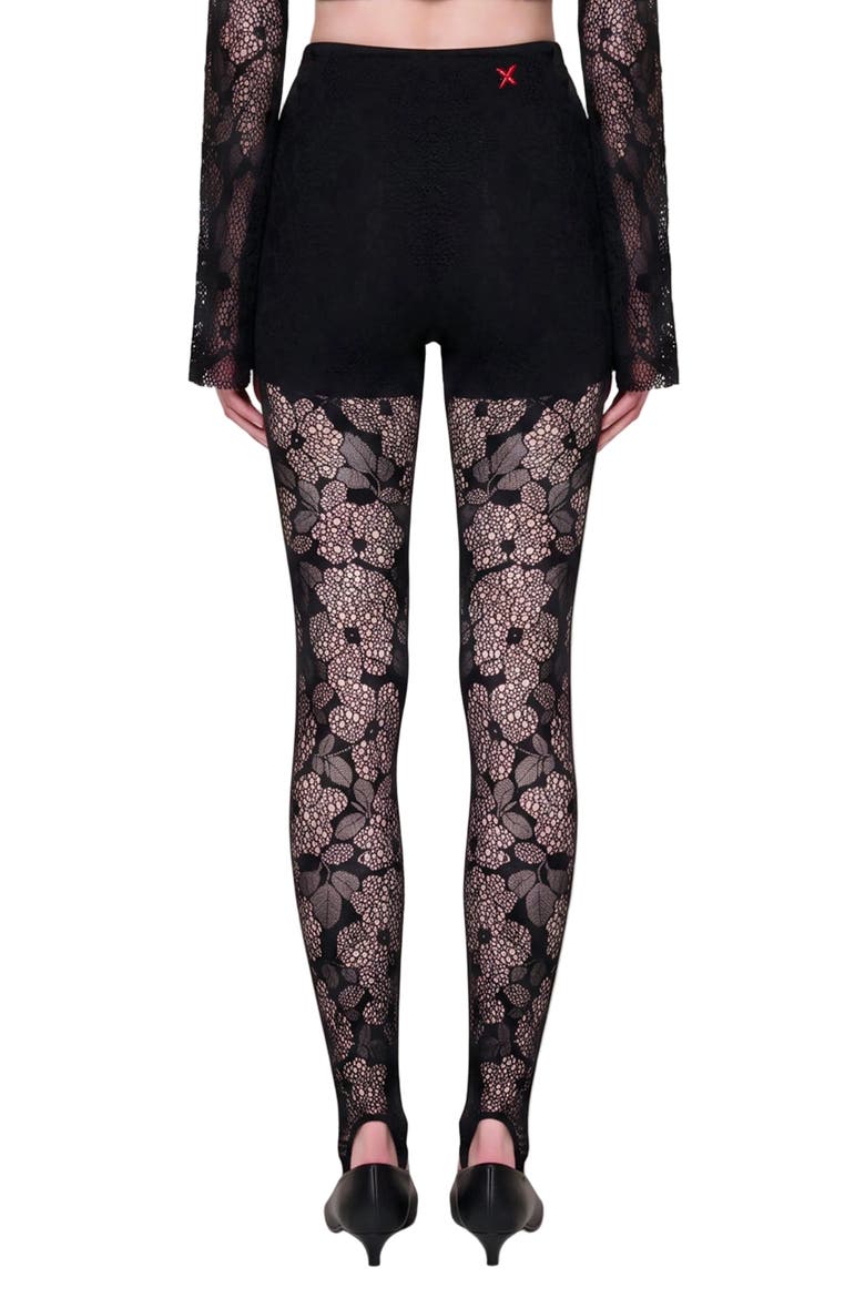 The Party Edit Lace Leggings With Built In Ribbed Shorts, Alternate, color, BLACK