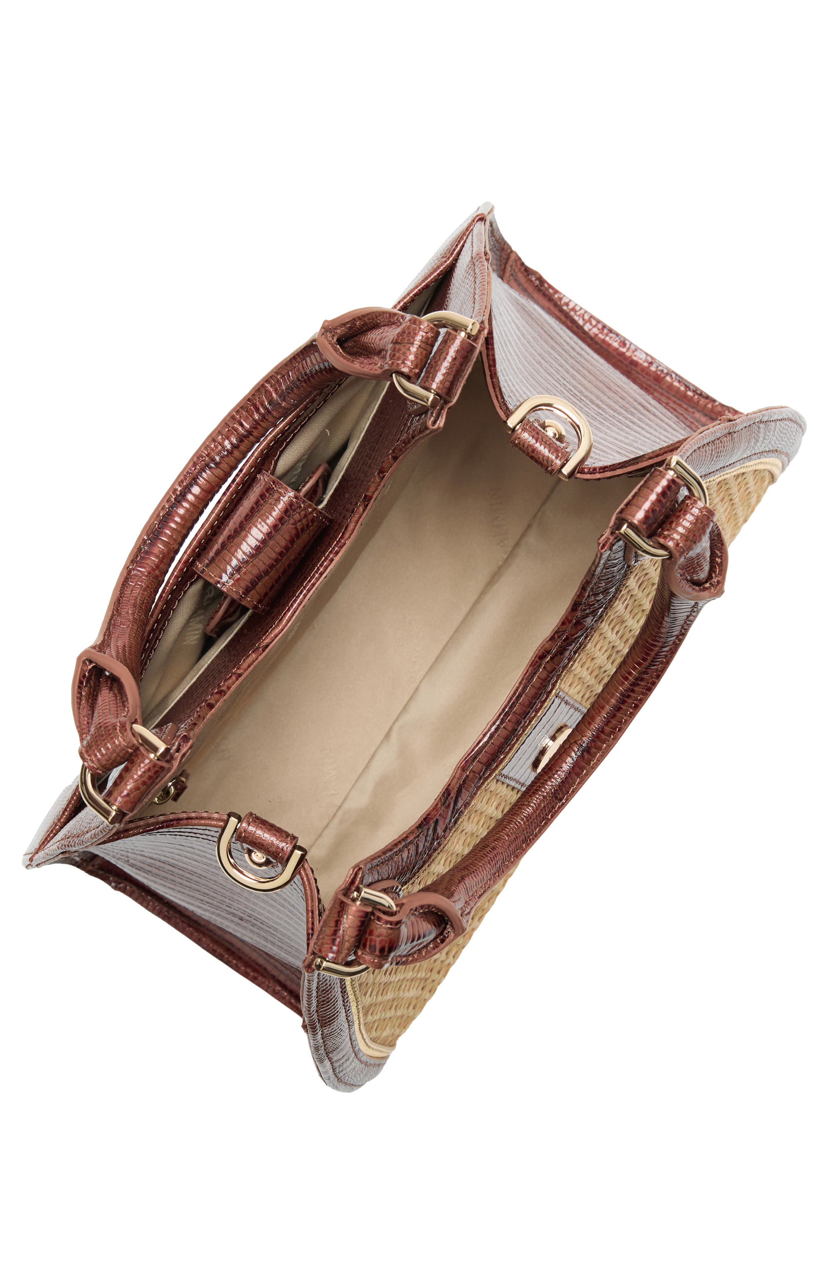 Brahmin Adrian Raffia & Croc Embossed Leather Shoulder Bag, Alternate, color, 