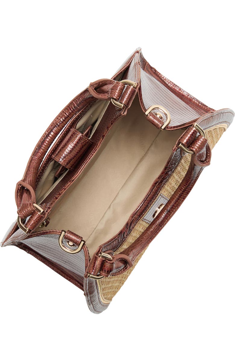 Brahmin Adrian Raffia & Croc Embossed Leather Shoulder Bag, Alternate, color,