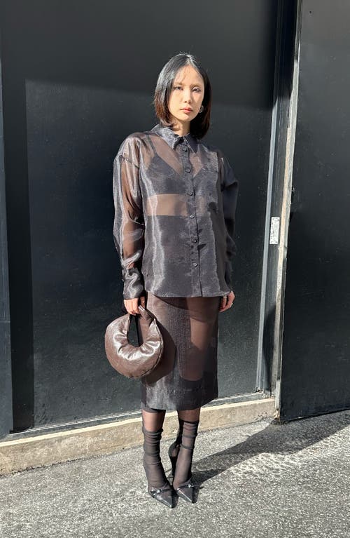 Saemdi Oversized Organza Shirt In Black