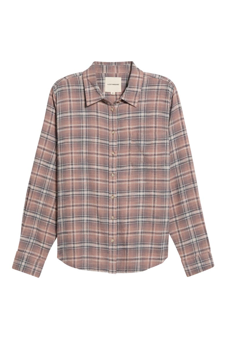 Plaid Button-Up Shirt, Alternate, color, MAUVE PLAID
