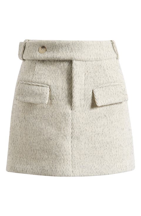 Wool Blend Tweed Miniskirt