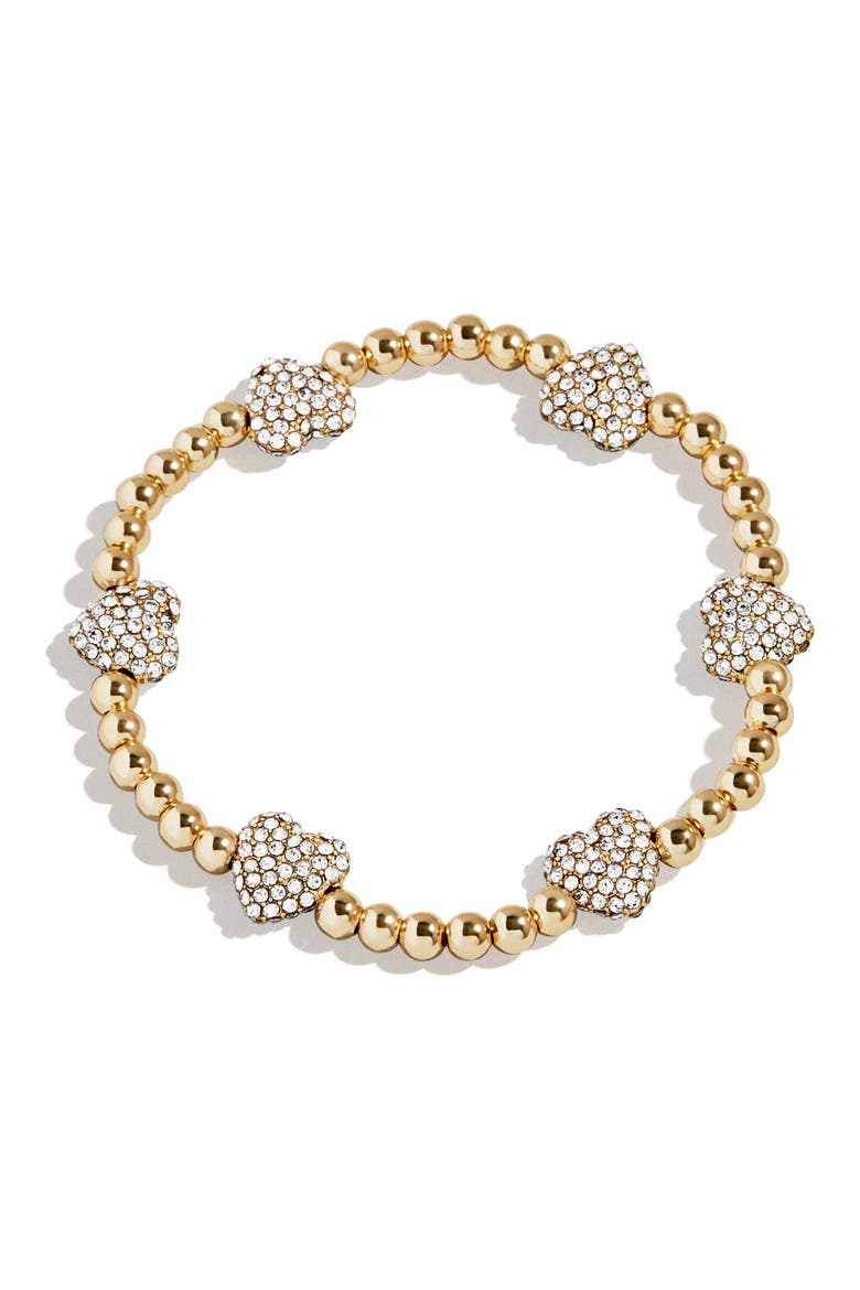 Pavé Pisa Station Beaded Bracelet, Main, color, GOLD HEART