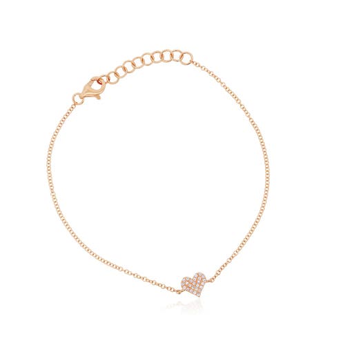 The Lovery Fine Jewelry Mini Diamond Heart Bracelet In Gold
