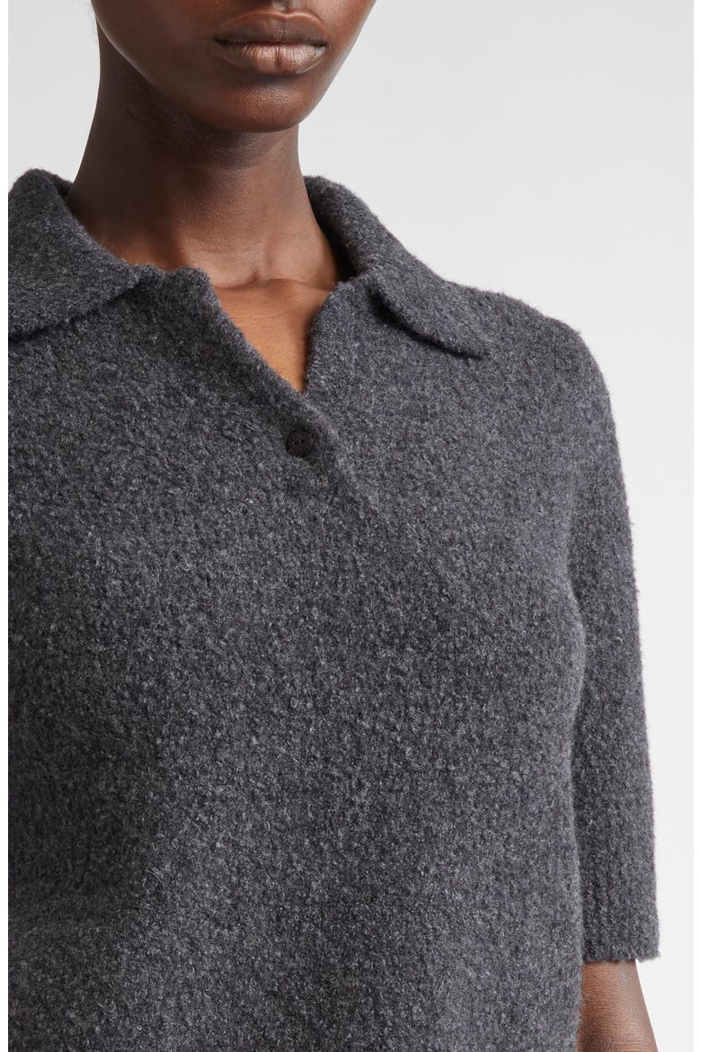 Bouclé Short Sleeve Polo Sweater, Alternate, color, H GRAPHITE