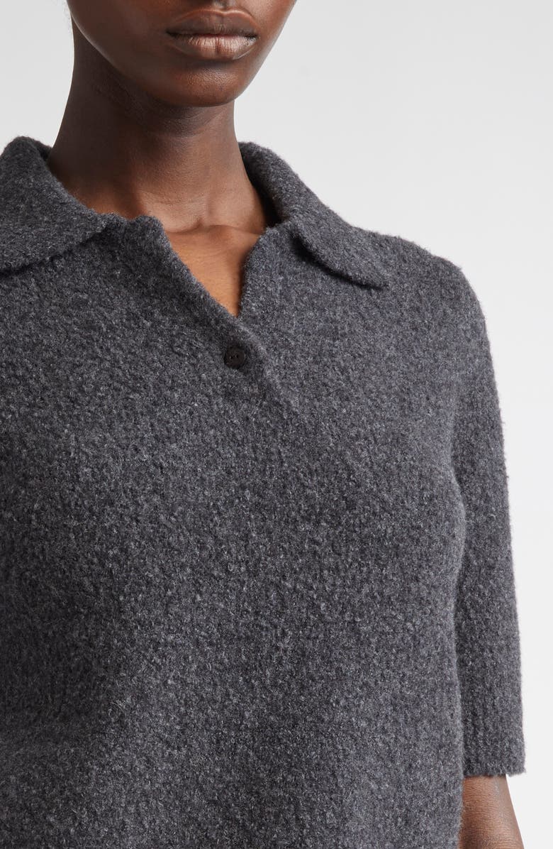 Vince Bouclé Short Sleeve Polo Sweater, Alternate, color, H Graphite