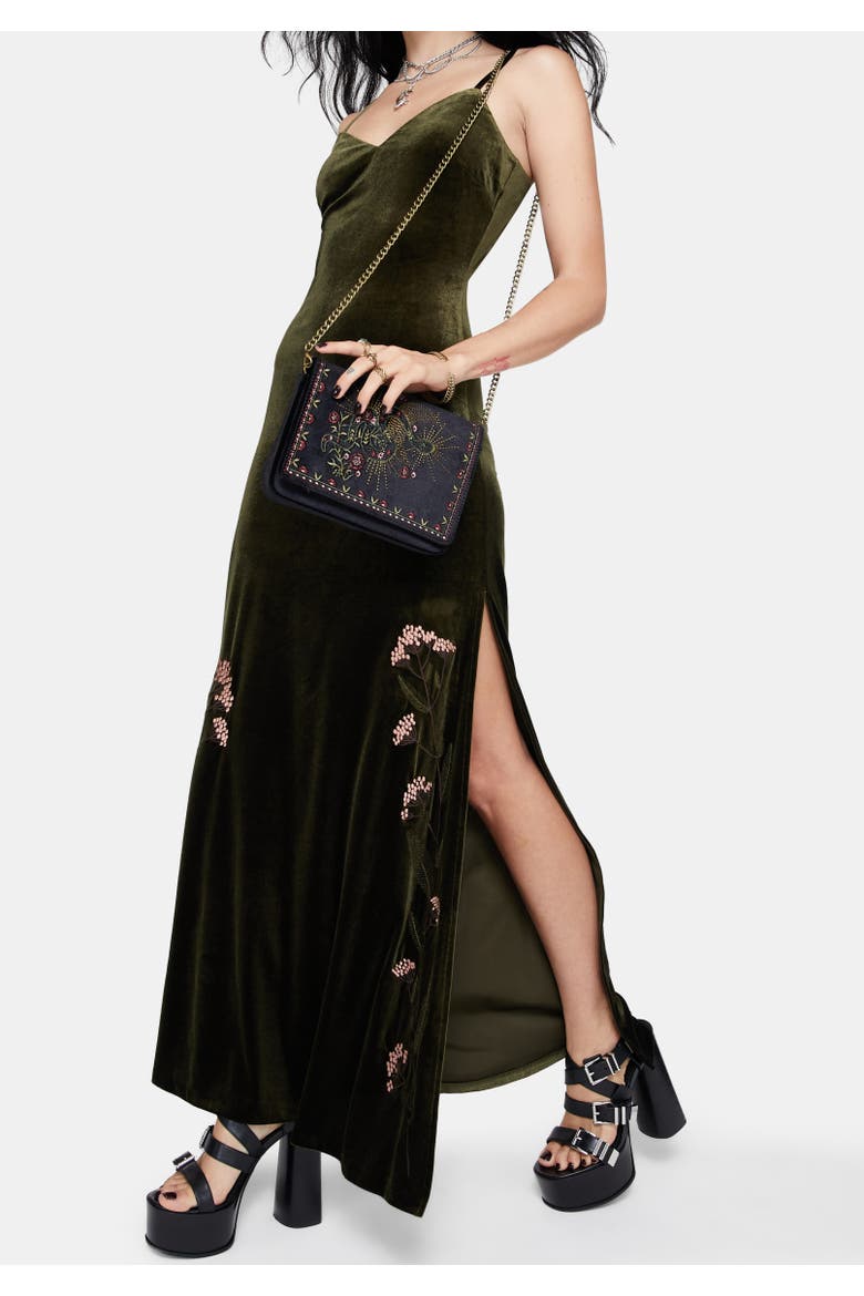 Sleeveless Maxi Slip Gown, Alternate, color, Green