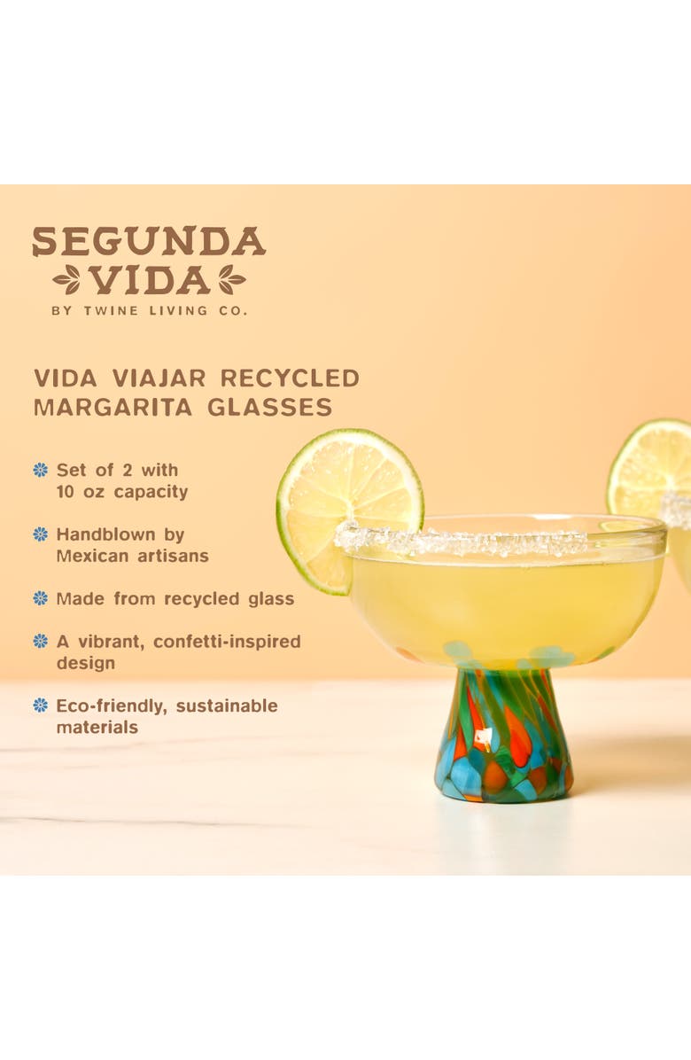 TWINE Segunda Vida Viajar Margarita Glasses Set of 2, Alternate, color, Clear