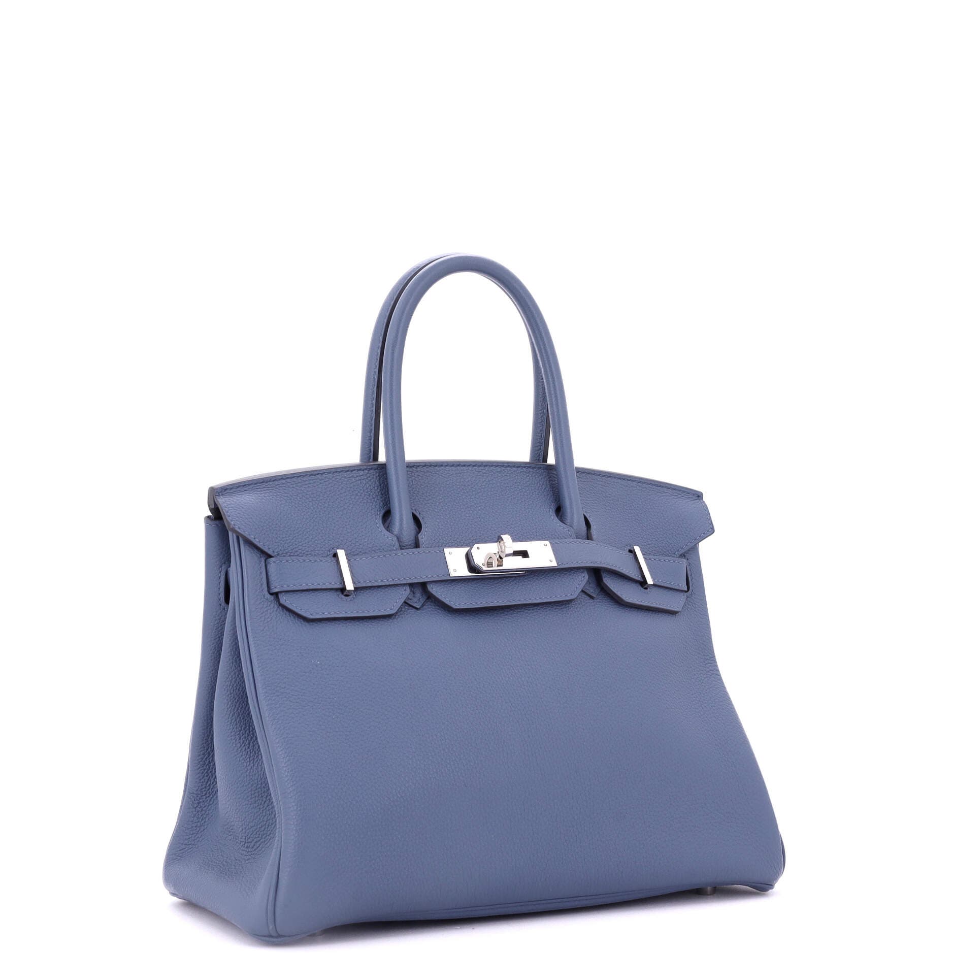 Pre-Owned Hermes Birkin Handbag Blue Togo with Palladium Hardware 30, Alternate, color, Bleu Brighton