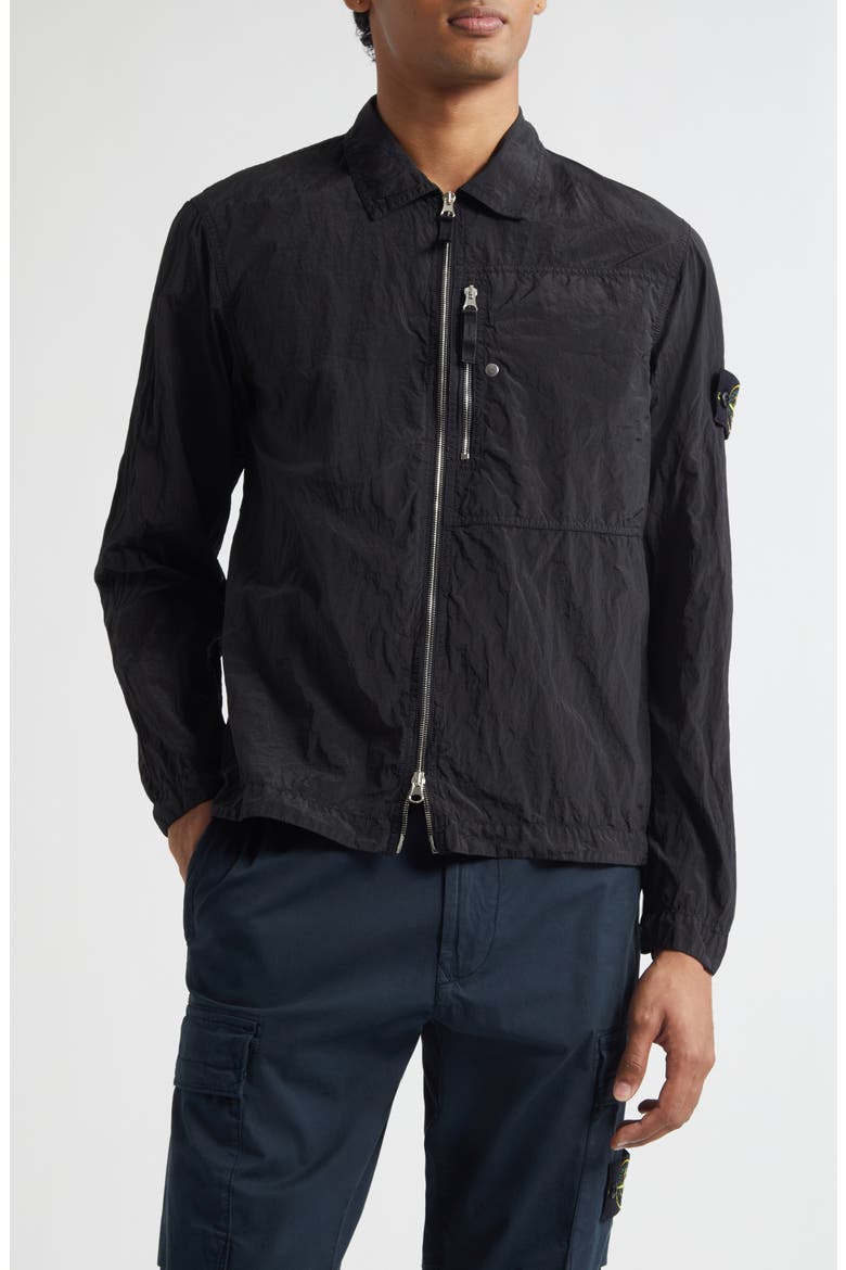 Zip Front Shirt, Main, color, V0029 BLACK