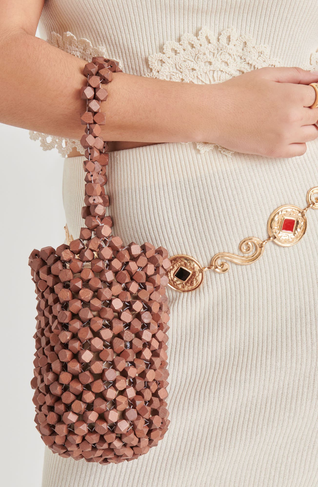 Dolce Vita Malou Beaded Tote Bag, Alternate, color, Brown