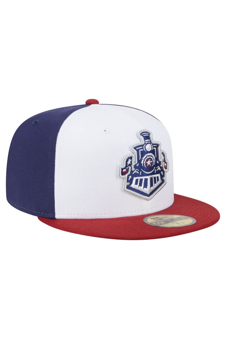 Men's New Era  White/Red Round Rock Express Authentic Collection 59FIFTY Fitted Hat, Alternate, color, White