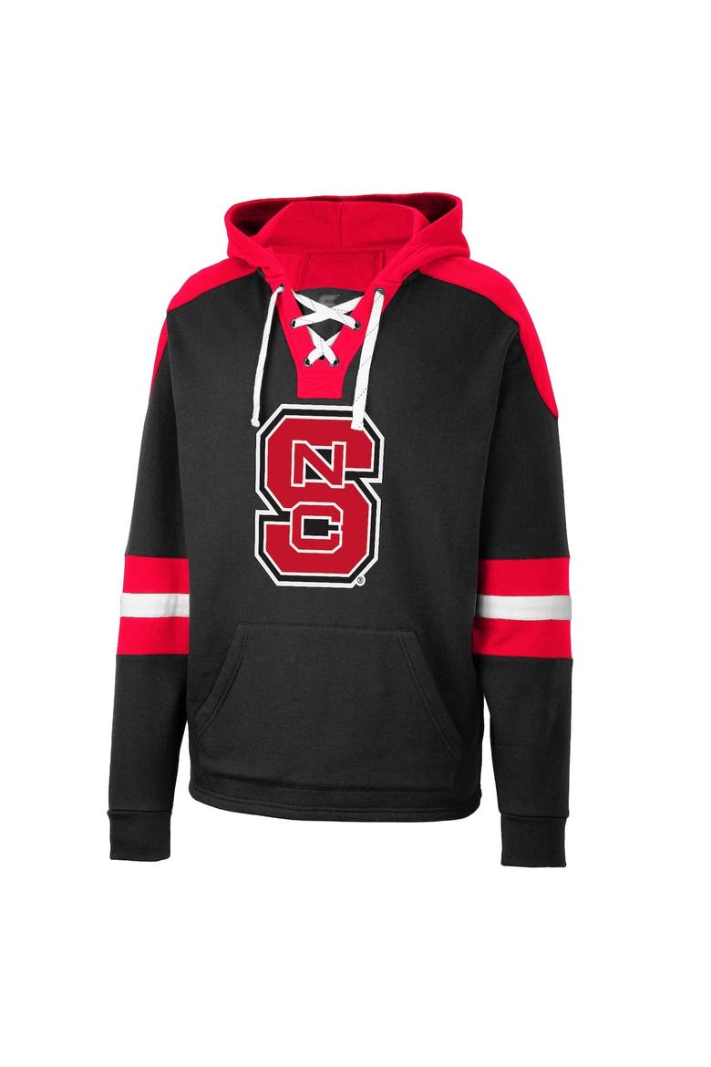 Men's Colosseum Black NC State Wolfpack Lace-Up 4.0 Pullover Hoodie, Alternate, color, Black
