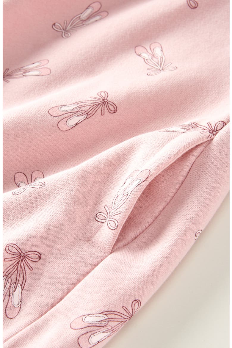 Kids' Print Cotton Hooded Tunic Sweatshirt Dress, Alternate, color, PINK ZEPHYR BALLET TOSS