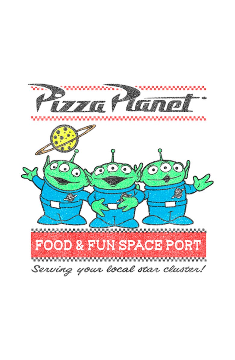Toy Story Men's Toy Story Pizza Planet Aliens Graphic T-Shirt, Alternate, color, White
