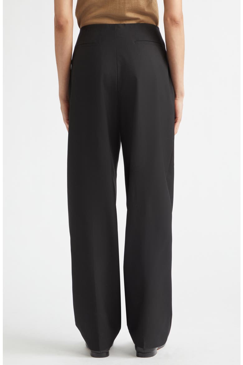 Relaxed Pleated Virgin Wool Trousers, Alternate, color, BLACK