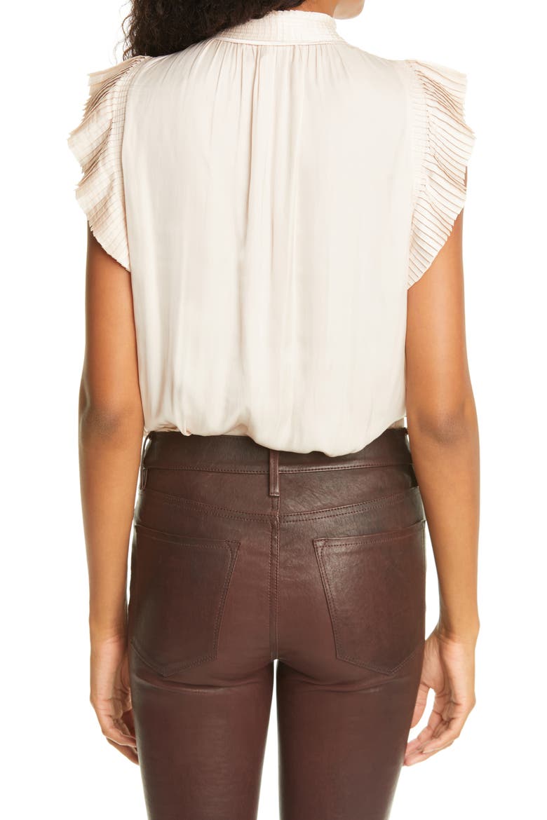 Pleat Keyhole Blouse, Alternate, color, PARCHMENT