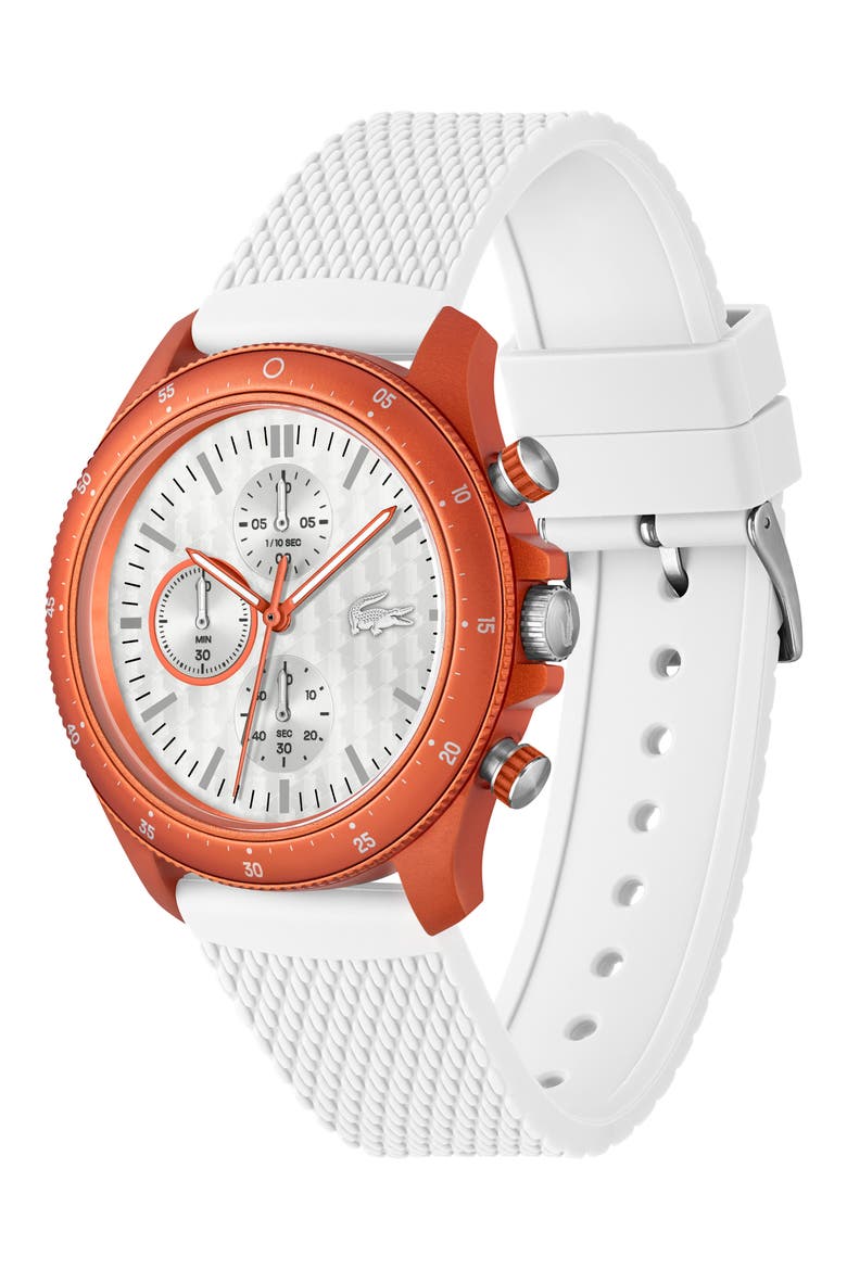 Neoheritage Chronograph Silicone Strap Watch, 43mm, Alternate, color, WHITE