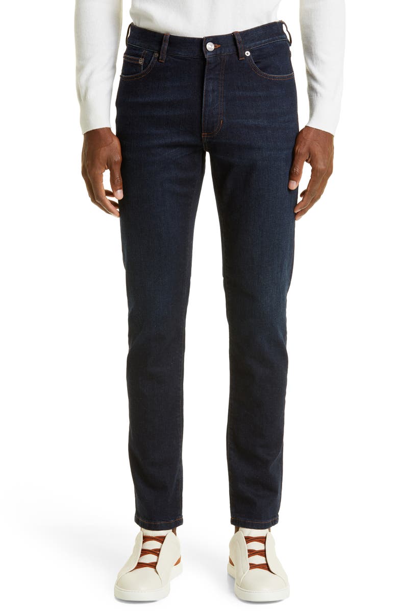 ZEGNA Men's Stretch Denim City Fit Jeans, Main, color, Dark Blue